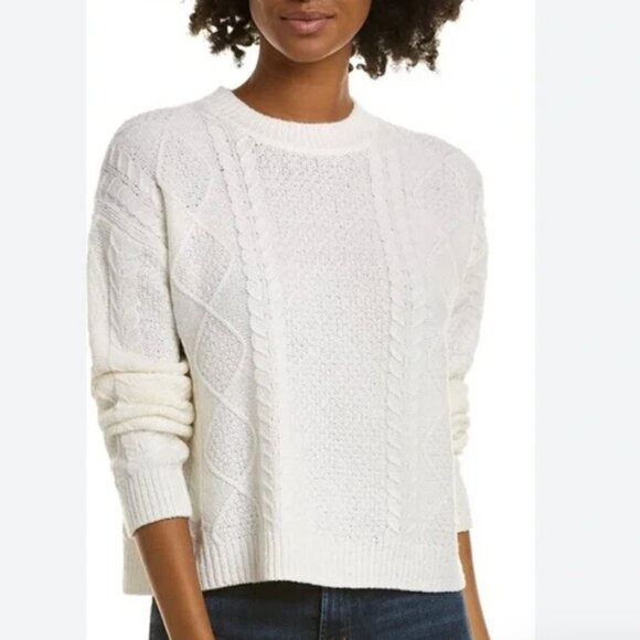 NWT Vince Cable Knit Sweater Ivory Merino Wool-Blend (Size M) - Picture 11 of 12